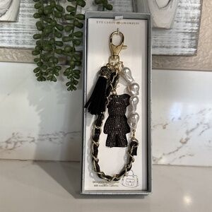 Eye Candy Rhinestone Black Bear And Tassel Wrist Strap Bag Charm